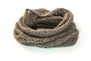 Open image in slideshow, natural colored muskox wool infinity scarf
